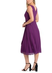 Sam Edelman Women's Pleated Faux-Wrap Dress - Eggplant