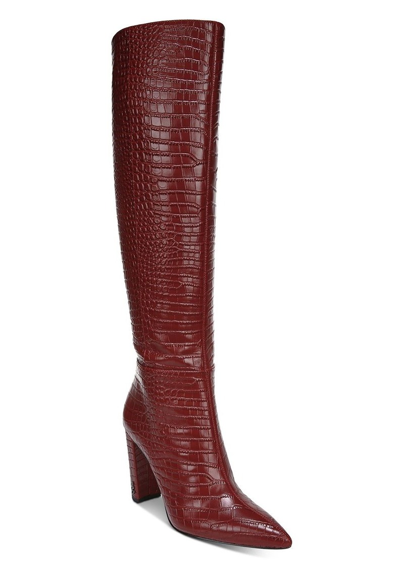 Sam Edelman Women's Raakel 2 Croc-Embossed Block Heel Tall Boots