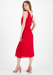 Sam Edelman Women's Scoop-Neck Sleeveless Plisse Dress - Coral