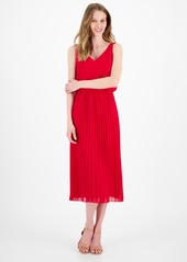 Sam Edelman Women's Scoop-Neck Sleeveless Plisse Dress - Coral