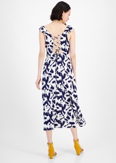 Sam Edelman Women's Square-Neck Sleeveless Midi Dress - Navy/ivory