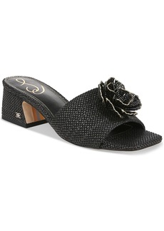 Sam Edelman Women's Winsley Floral Block-Heel Sandals - Black Raffia