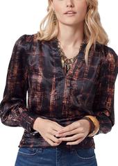 Sam Edelman Womens Abstract Pleated Blouse