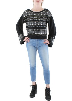 Sam Edelman Womens Fair Isle Metallic Pullover Sweater