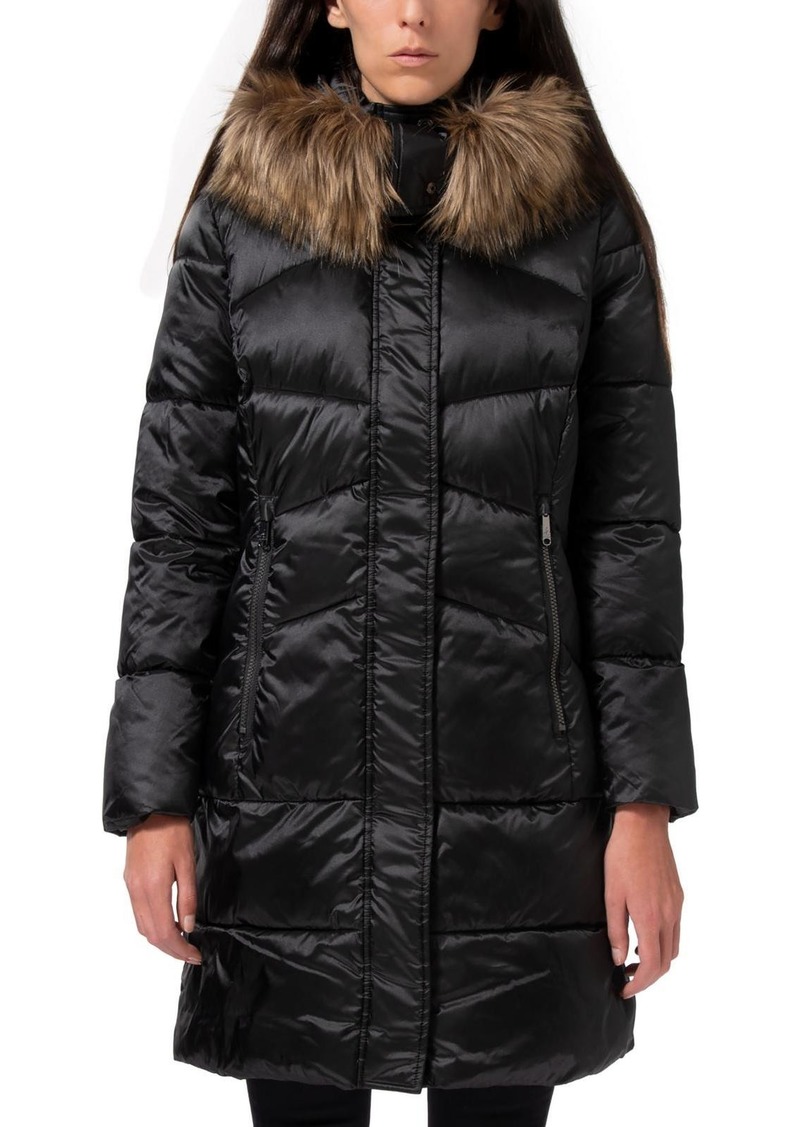 Sam Edelman Womens Faux Fur Hooded Parka Coat