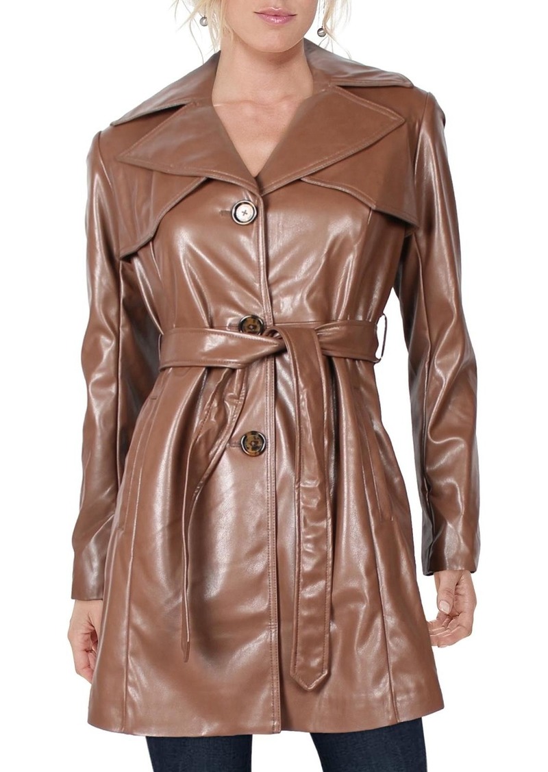 Sam Edelman Womens Faux Leather Cold Weather Trench Coat