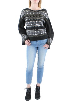 Sam Edelman Womens Metallic Fair Isle Pullover Sweater