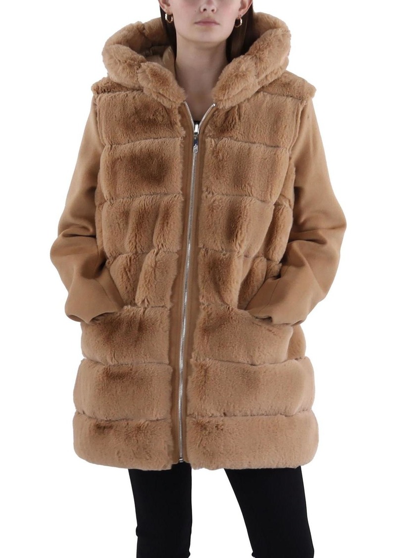 Sam Edelman Womens Quilted Hooded Puffer Jacket