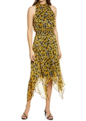 Sam Edelman Floral Print Handkerchief Hem Chiffon Dress in Yellow Multi at Nordstrom