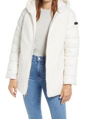 Sam Edelman Reversible Faux Shearling Puffer Jacket in Ivory at Nordstrom