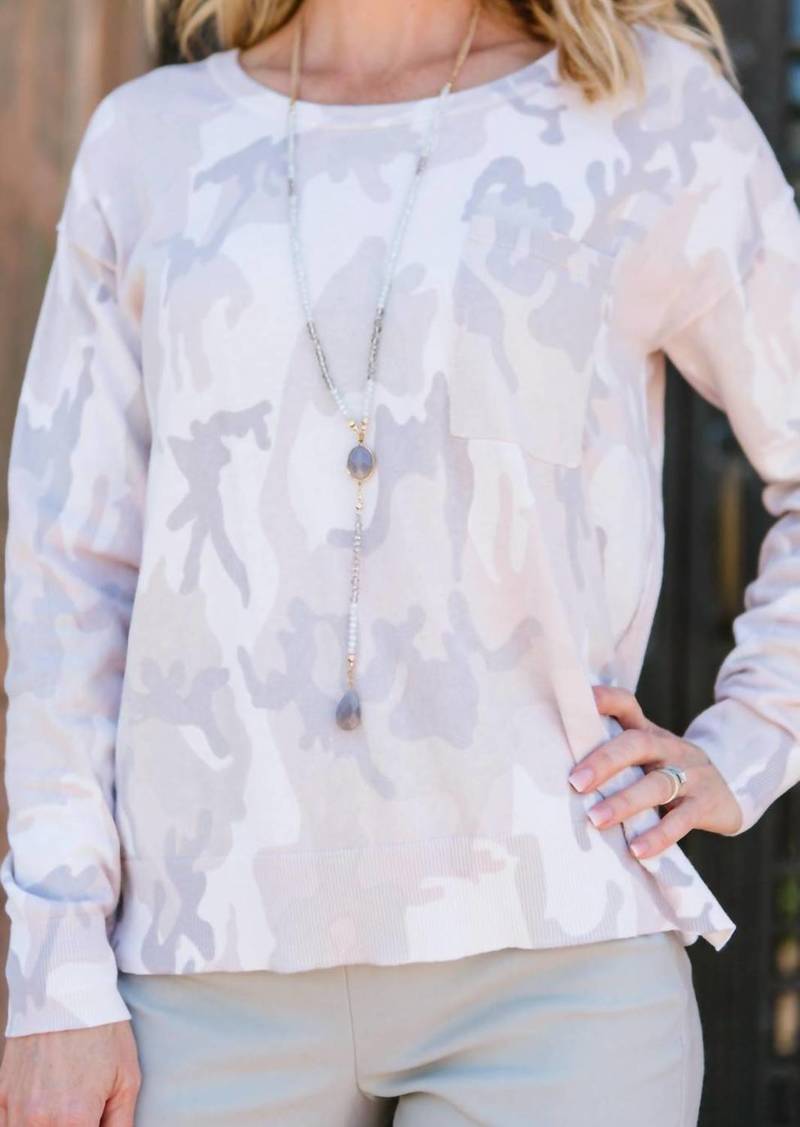 Sanctuary Charming Camo Long-Sleeve Sweater In Blush