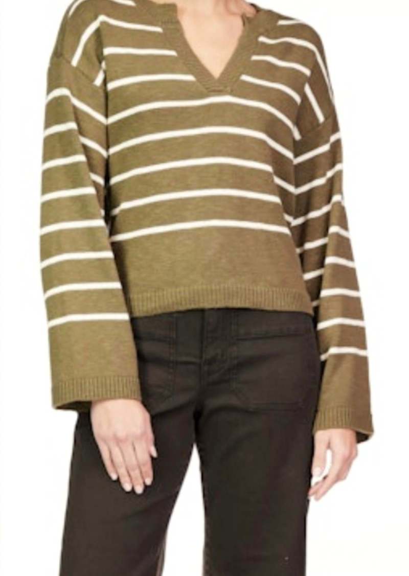 Sanctuary Chill Vibes Sweater In Olive Stripe