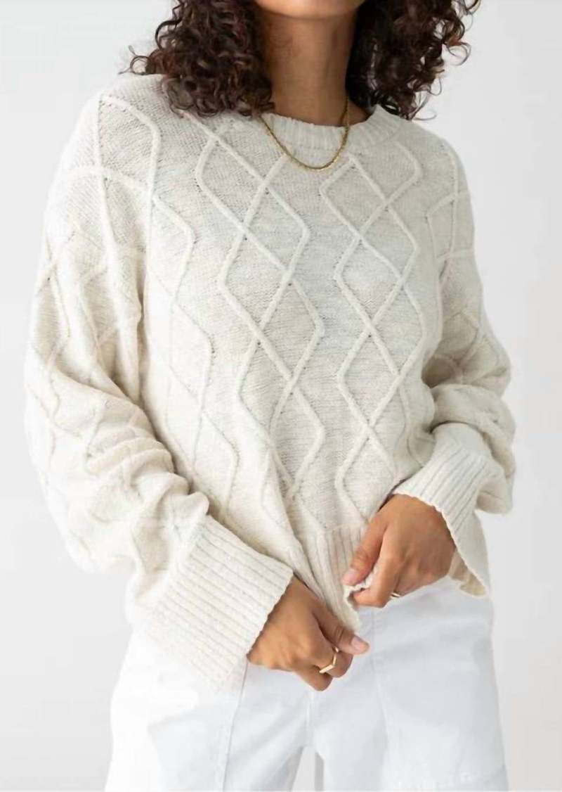 Sanctuary Coastal Cotton Cable Crewneck Sweater In Chalk