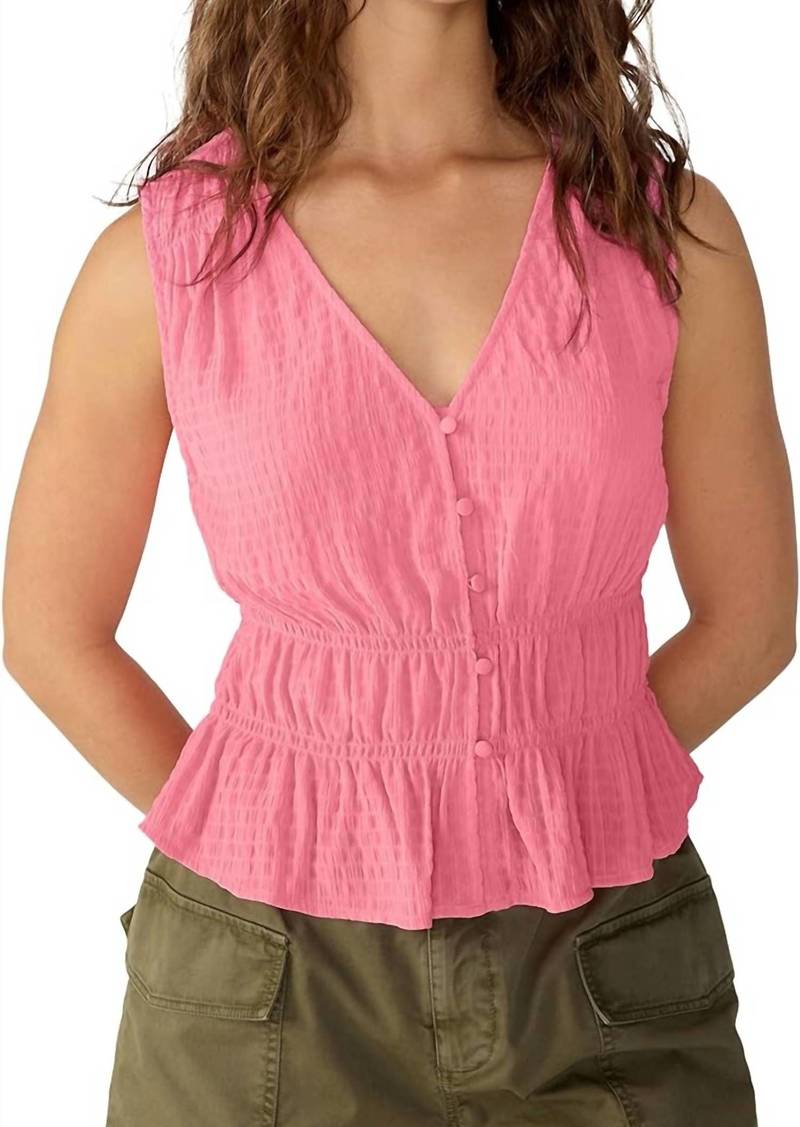 Sanctuary Featherweight Ruched Blouse In Strawberry Ice