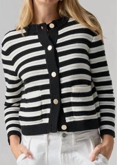 Sanctuary Knitted Sweater Jacket In Black And Chalk Stripe