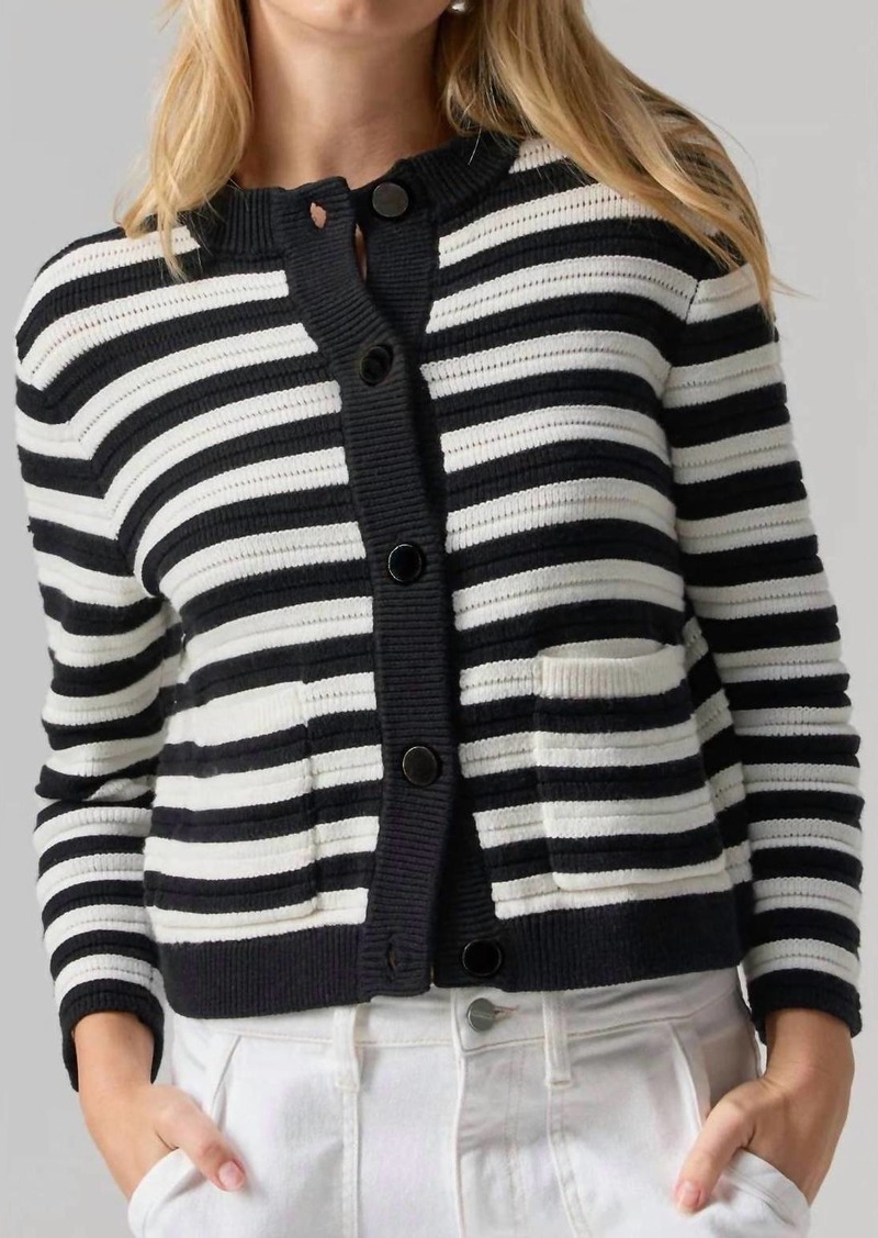 Sanctuary Knitted Sweater Jacket In Chalk And Black