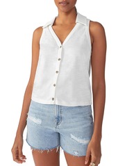 Sanctuary Master Plan Womens Slub Cotton Button-Down Top