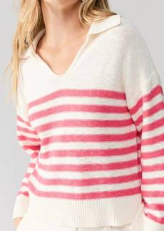 Sanctuary Perfect Timing Sweater Flushed Stripe In Pink/white