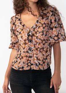 Sanctuary Puff Sleeve Button Front Blouse In Harvest