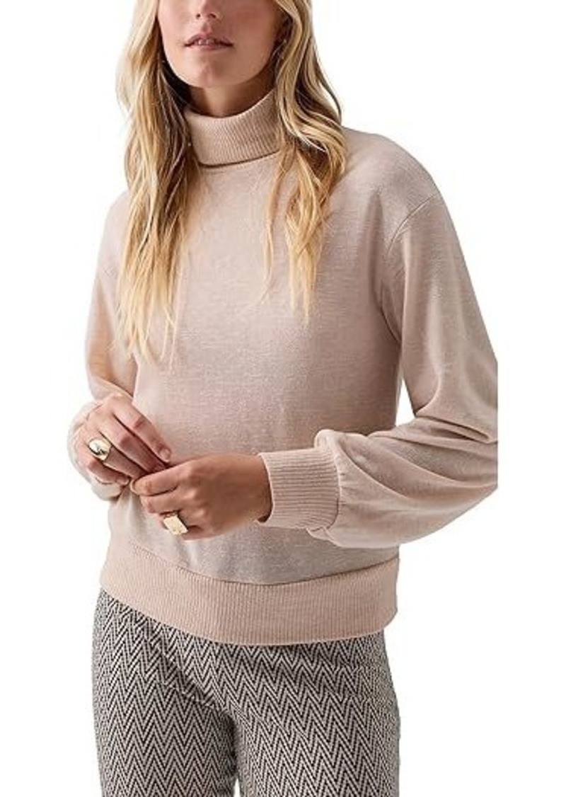 Sanctuary Ruched Sleeve Turtleneck Top