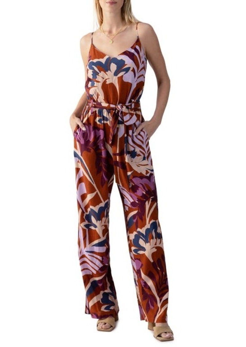 Sanctuary All Day Palm Print Belted Jumpsuit