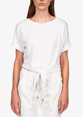 Sanctuary All Day Tie-Hem Cuffed T-Shirt - White