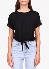 Sanctuary All Day Tie-Hem Cuffed T-Shirt - Black