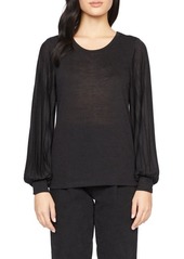 Sanctuary All Out Pleated Sleeve Knit Top in Black at Nordstrom