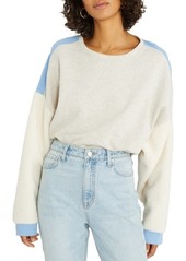 Sanctuary All the Feels Mixed Media Faux Shearling Cotton Sweatshirt in Heather Mo at Nordstrom