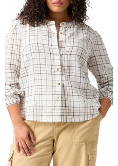 Sanctuary As You Are Windowpane Check Linen Blend Button-Up Shirt