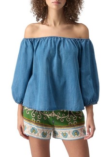Sanctuary Beach to Bar Off the Shoulder Chambray Top