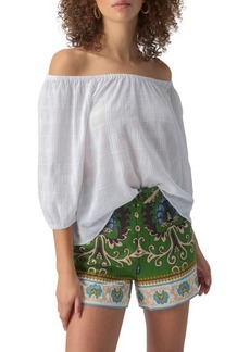 Sanctuary Beach to Bar Off the Shoulder Textured Cotton Top