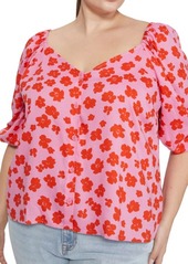 Sanctuary Daily Floral Button Front Blouse in Pink Floral at Nordstrom