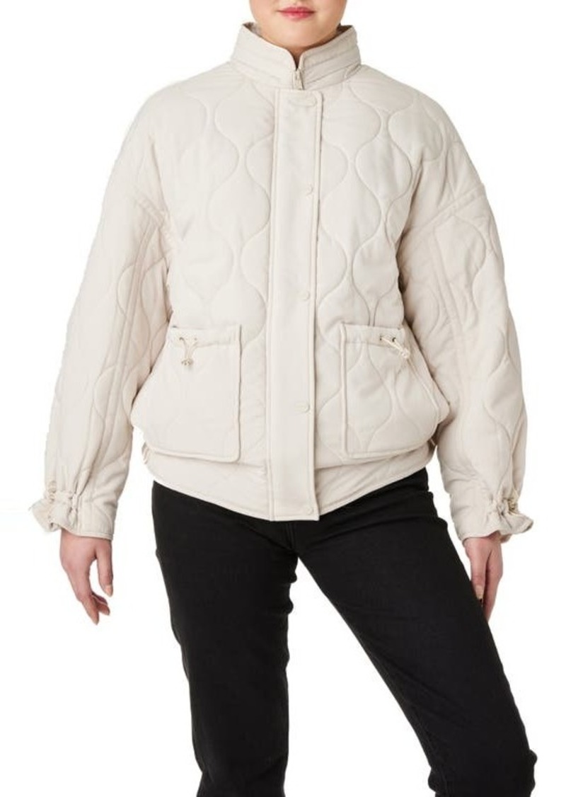 Sanctuary Drawstring Quilted Jacket with Removable Hood