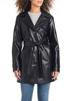Sanctuary Faux Leather Trench Coat in Black at Nordstrom Rack