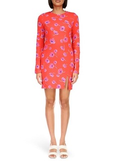 Sanctuary Floral Long Sleeve Sheath Minidress in Forget Me at Nordstrom