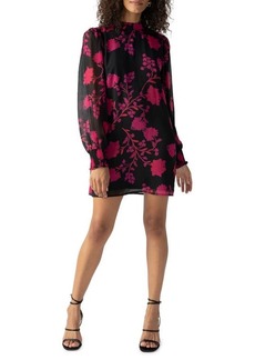 Sanctuary Floral Print Balloon Long Sleeve Shift Dress in Rouge Ivy at Nordstrom