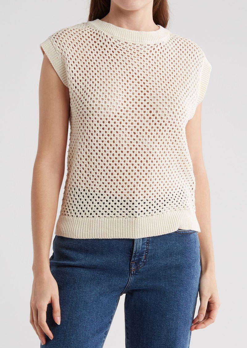 Sanctuary Open Stitch Short Sleeve Sweater in Sand Dune at Nordstrom Rack