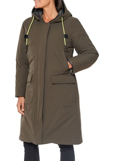 Sanctuary Reversible Down & Feather Fill Hooded Parka in Army Green/Camo at Nordstrom