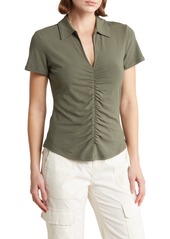 Sanctuary Ruched Short Sleeve Top in Pine Green at Nordstrom Rack