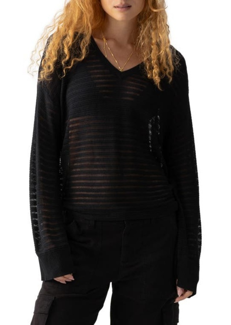 Sanctuary See You Soon Pointelle Mesh V-Neck Sweater