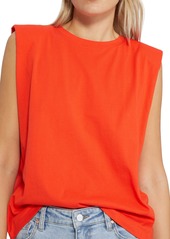 Sanctuary Shoulder Pad Sleeveless Organic Cotton Top in Red Alert at Nordstrom