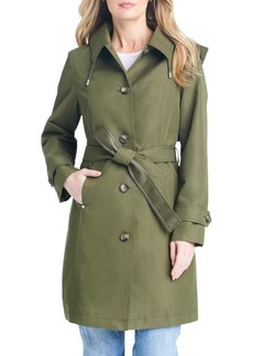 Sanctuary Single Breasted Hooded Water Resistant Trench Coat