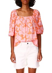 Sanctuary Spring Floral Square Neck Top in Melon Fiel at Nordstrom