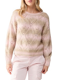 Sanctuary Stripe Pointelle Stitch Sweater in Pink Moonl at Nordstrom Rack