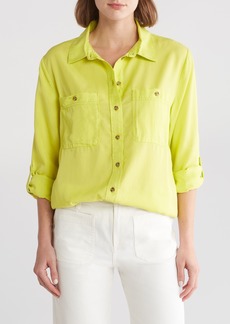 Sanctuary Tencel® Lyocell Boyfriend Button-Up Shirt in Chartreuse at Nordstrom Rack