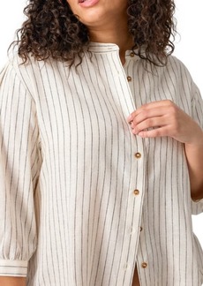 Sanctuary Pinstripe Linen Blend Button-Up Shirt