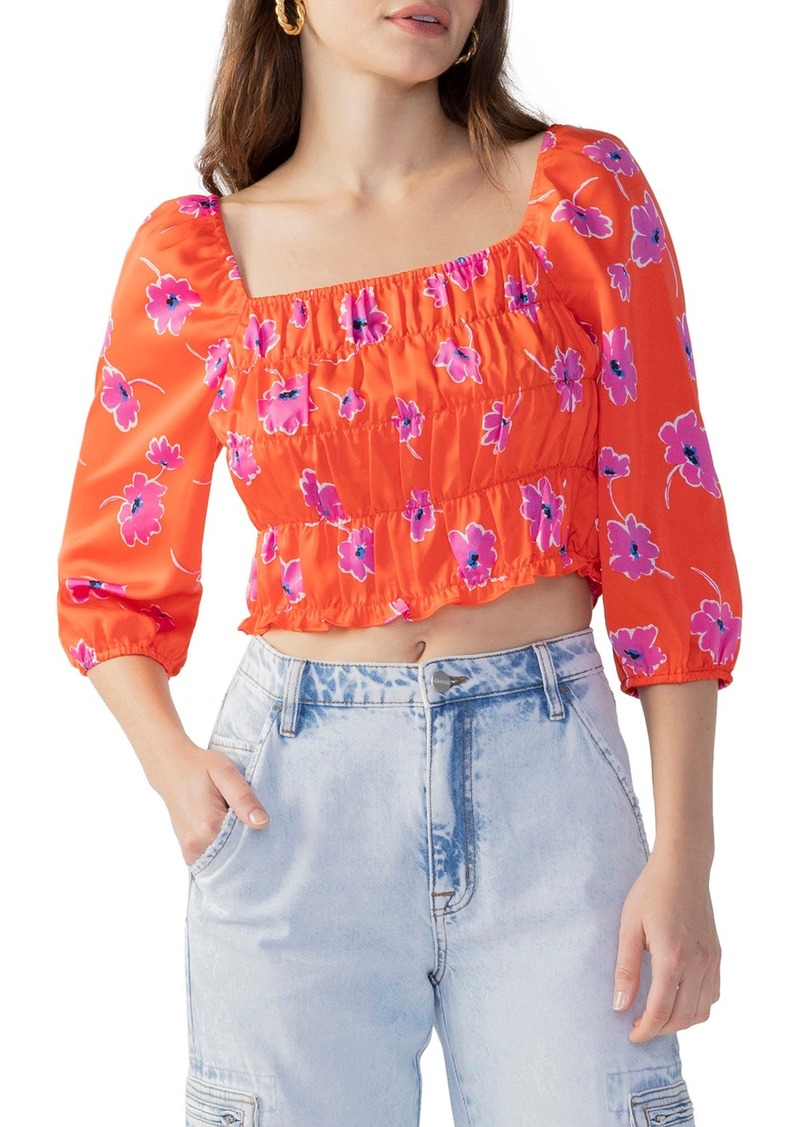 Sanctuary Think of Me Smocked Crop Top in Forget Me at Nordstrom Rack