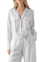 Sanctuary Utility Pocket Linen Blend Button-Up Shirt