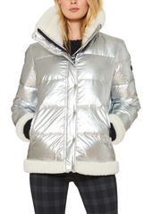 Sanctuary Water Resistant Puffer Jacket with Faux Shearling Trim